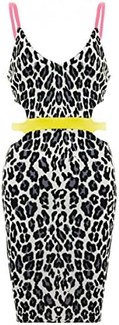 SCO New Womens Celeb Sam Faiers Leopard Print Cut Out Bodycon Dress