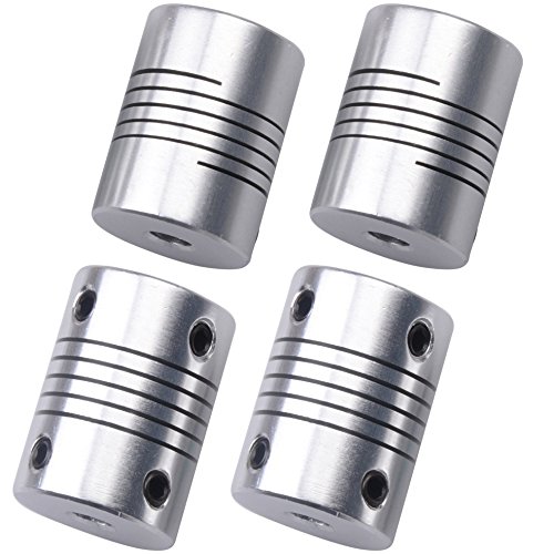 OESS Flexible Shaft Couplings 5mm to 8mm Pk/4 Stepper Motor Coupler Aluminum Alloy Joint Connector for RepRap 3D Printer CNC Machine DIY Encoder 25mm L 19mm D Set Screws