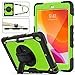 SEYMAC stock Case for iPad 9th/ 8th/ 7th Generation 10.2'', Shockproof with Screen Protector, Pencil Holder [360° Rotating Hand Strap] & Stand, for iPad 10.2 inch 2021-2019 (Green+Black)