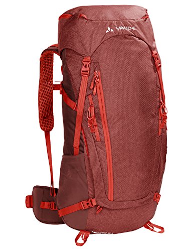 VAUDE Asymmetric 42+8 Backpack - Lightweight Touring Backpack for Multi-Day Hikes, Trekking and Backpacking - Adjustable Suspension System - 50 Litre Volume - Redwood