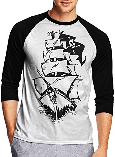 Aosi Baseball Tee Pirate Ship Men's Casual 3/4 Sleeve Baseball Tshirt Raglan Jersey Shirt