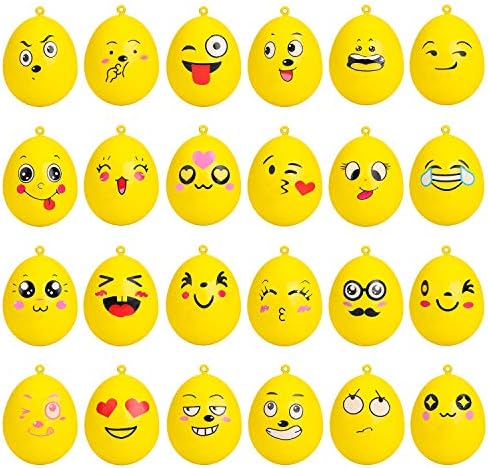 Grobro7 Easter Eggs Squishy Yellow Emoji Squishy Toys, Kawaii Jumbo Slow Rising Toy, Cream Scented Stress Relief Ball as Decorative/Key Chains/Phone Straps/Bonus-24Pcs