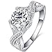 FENDINA Jewelry Womens Luxurious 18K White Gold Plated Cubic Zirconia Infinity Love Solitaire Promise Eternity Ring Engagement Wedding Anniversary Band Her (10)