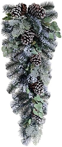 Allstate Unlit Artificial Flocked Pine Cone and Eucalyptus Christmas Teardrop Swag, 33"