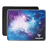 VicTsing Mouse Pads [2-Pack] with Stitched Edge, Premium-Textured Mouse Pad Mat, Non-Slip Rubber Base Mousepad for Laptop, Computer & PC, 10.2×8.3×0.08 inches, Black+Blue