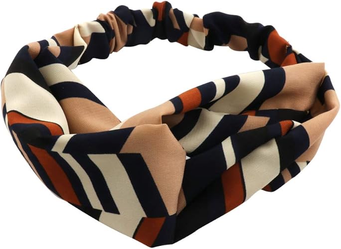 Amazon Co Jp Cream Dot クリームドット ヘアアクセサリー レディース 人気 ヘアターバン ヘアバンド おしゃれ クロス ツイスト スカーフ レオパード柄 大人カジュアル B ネイビー フリーサイズ ジュエリー