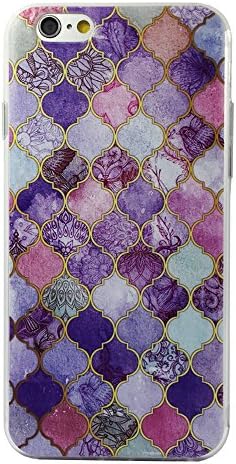 Iphone 6s Plus Case, OKASE(TM) Slim Fit Anti-Scratch Anti-Fingerprint Marble Pattern/ Transparent TPU Case for Apple iphone 6 / 6s Plus (5.5in.) - Square Purple