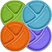 Set of 4 Divided Toddler Plates Set for Baby Plate, Passes Pinch Test, Kids, Children, BPA Free Silicone for Feeding by Salbree (7.5 inches Round, Green, Light Blue, Orange, Purple)