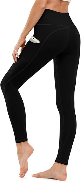 TUNGLUNG High Waist Yoga Pants, Yoga Pants with Pockets Tummy Control Workout Pants 4 Way Stretch Pocket Leggings