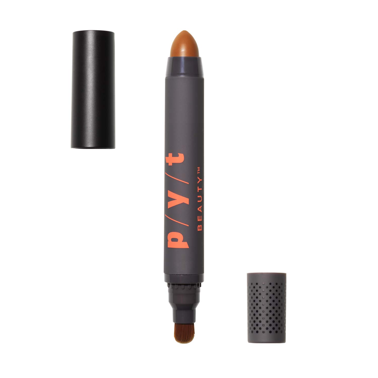 PYT Beauty Concealer Makeup Stick with Brush, Dark/Warm, Medium to Full Coverage for Under Eye Dark Circles & Skin Imperfections, Hypoallergenic, Cruelty Free, 1 Count