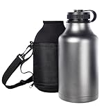 Ivation 64 oz. Insulated Water Bottle & Beer Growler – Carrying Pouch Included – Choose Red, Silver, Or Black