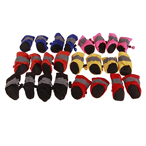Sunward Pet Dogs Adjustable Boots Leather Cashmere Winter Anti-Slip Warm Rain Snow Shoes (3.52.5cm(W H), Blue(Without Cashmere)) - Thumbnail 3
