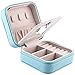 JIDUO Duomiila Small Jewelry Box, Travel Mini Organizer Portable Display Storage Case for Rings Earrings Necklace,Gifts for Girls Women (Blue)