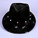 Anleolife Fedora Hat Led Fedora Hats Black Fedora Hats For Men Boys Flashing Led Cap Novelties Dance Hat School Show Performing Paillette Jazz Bling Hats 58cm/23'' Kids Adults General Use(black)