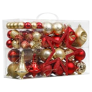 Valery Madelyn Weihnachtskugeln 100 TLG 3-13cm Kunststoff Christbaumkugeln zur Weihnachtsdekoration mit…