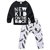 Baby Boys Long Sleeve Letters T-shirt and Feather Pants Outfits