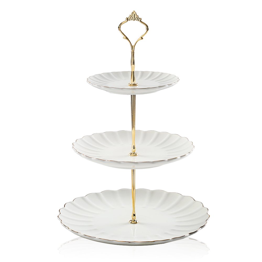 Pukka Home 3 tier ceramic cake stand wedding, dessert cupcake stand for tea party serving platter