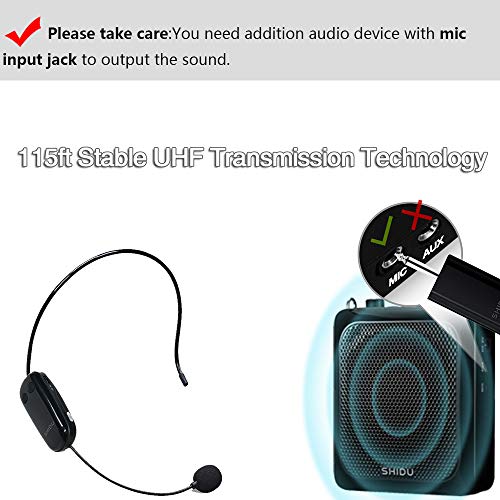 Professional Wireless Microphone, UPGRADED Cordless Mic, Stable UHF Hands-free Wireless Headset Microphone Wall-through System Perfect for Recording, Digital SLR, Voice Amplifier, Smart TV and More