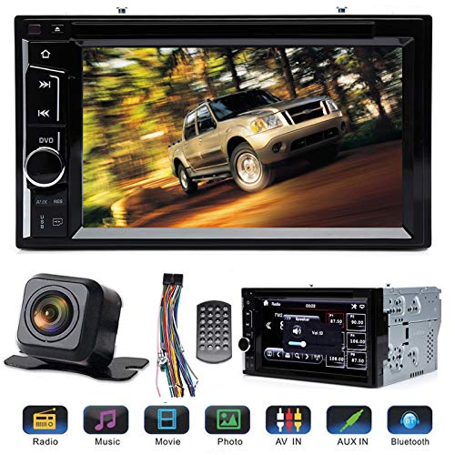 Double Din Car Stereo with Reverse Camera, Support Mirrorlink BT CD/DVD Player AM FM Radio Receiver Steering Wheel Control 6.2 Inch Touchscreen in-Dash for Ford Explorer 2002 2003 2004 2005