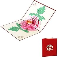 ZoCr Peony Flower Birthday Cards,Laser Cut Handmade 3D Cards Greeting Cards Papercraft (Pink Peony)