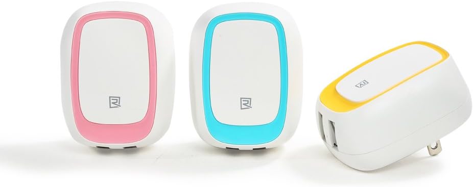 Remax 24Watt/2.4A Dual USB Travel Wall Charger with Intelligent Chip, Foldable Plug for iPhone iPad,Samsung Galaxy, Huawei,HTC,Bluetooth Speaker Headset and More(Pink)