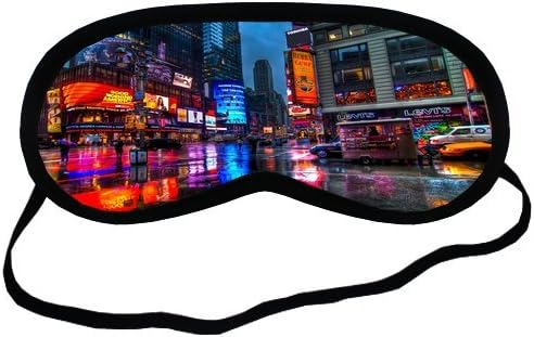 Personalise Custom New York City Neon Lights Night Rain Skyline Sleeping Mask Best Comfortable Sleeping Eye Cover Great for Travel Rest And Meditation Shift Work Sleep
