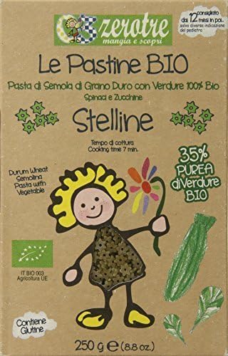 Zerotre Organic with Vegetables Pastina, Stelline, 8.8 Ounce by Zerotre Organic