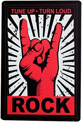 ROCK TUNE UP TURN LOAD Metal Motto Sign Retro Music decor Plate for dancing bar party modern wall holiday