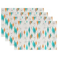 HoDeColor Mid Century Modern Diamond Pattern Placemats Table Mat Set of 6, 12" x 18" Washable Table Place Mats for Kitchen Dining Room Table Decoration