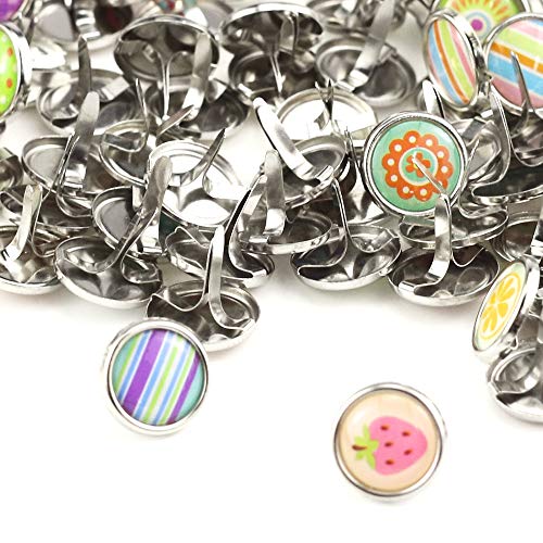 Yexpress 100 Pieces 12mm Mixed Mini Brads Round Paper Fasteners Brass Pastel Metal Brads for Scrapbooking Crafts DIY Paper - Thumbnail 3