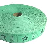 1 X 2000 Green Star Single Roll Consecutively Numbered Raffle Tickets