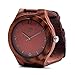 Wooden Watches for Men: Dark Sandalwood Bamboo Watch w/ Wood Case, Expresso Brown Genuine Cowhide Leather Strap, Japanese Analog Quartz Movement, Water Resistant, Unique, Minimalist & Eco Friendly