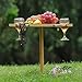 INNO STAGE Portable Bamboo Wine Table for Picnic, Foldable Snacks Cheese Board/Plate for Outdoor on Beach Park or Indoor Bed-4 Positions Holder for Glasses-Valentine's Day Gifts