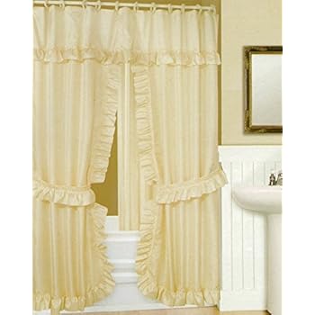 Amazon Com Double Swag Shower Curtain Liner And Rings Beige