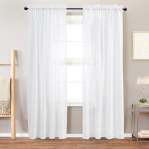 Amazon Com Vangao Linen Textrued Sheer Curtains For Living Room