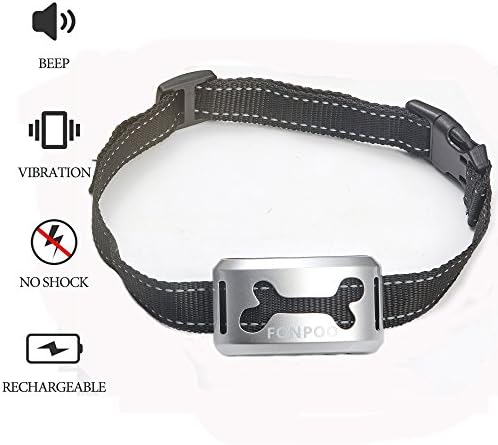 No Bark Collar FP-668V by FONPOO , 100% Safe Warning Beep &amp; Safe Shock Bark Collar, Rechargeable Training Collar For Small Medium And Large Dogs, Beep, Vibration and Sensitivity Anti Bark Reflective