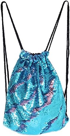 YuKing Magic Reversible Mermaid Sequin Backpacks Drawstring Backpacks Women Sports Backpack Bag,13.8"x 17.7"