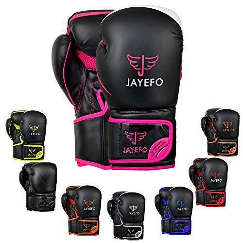 Jayefo Glorious Boxing Gloves (Black/Pink, 10 OZ) (Best Velcro Boxing Gloves)