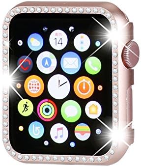 Henstar Compatible with Apple Watch Case 40mm 44mm,Compatible with iWatch Face Bling Crystal Diamonds Plate Cover Protective Frame Compatible with Apple Watch Series 4 (Rose Gold-Diamond, 44mm)