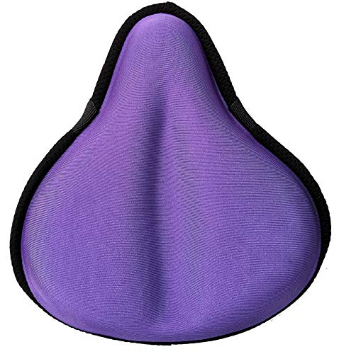 Kamay's Wide Gel Seat Cover Saddle Cushion Silicone Cushion Bicycle Seat Pad Cover Extra Padded Comfort for Exercise Stationary Cruiser or Spinning Cycling Purple (26cmx24.5cm/10x9.6inch)