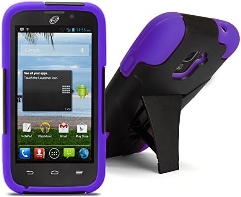 ZTE Majesty Case, MagicMobile Hybrid Shockproof Impact Resistant Rugged Armor Defender with Kickstand / Black - Purple ( For Model Z796C)
