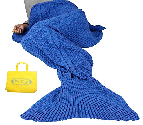 Sun cling crochet mermaid tail blanket with sleeping ba…