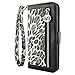 caseen Leopard Print iPhone 6 Plus / 6S Plus Wallet Case (Black/White) w/Coin Zip Purse - Ferina Series