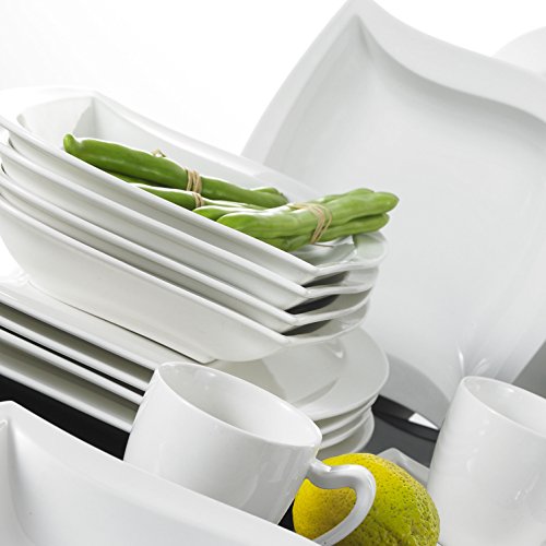 Malacasa 30 Pieces Dinnerware Set Square Dishes White; Includes 6