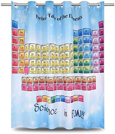 Periodic Table Shower Curtain Hookless - EnaEzen Periodic Chart Kids Science Educational Shower Curtains Hook Less for Bathroom Mold and Mildew Resistant Waterproof Fabric 71 x 71 inches