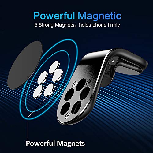 Magnetic Phone Car Mount, Manfiter Newest Car Air Vent Phone Holder Universal Cell Phone Holder Stand for Car L Shape Magnetic Phone Holder in Car 360Â°Rotation Magnetic Car Mount