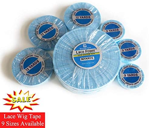 3 Yards Lace Front Wig Support Tape for Lace Wigs Waterproof 12mm Wide Super Strong Adhesive Double Sided Blue Liner Wig Tape for Human Hair Extensions Toupees Beards and Wigs