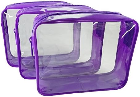 3-Pack Clear Vinyl Cosmetic Bag - Purple