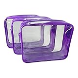 3-Pack Clear Vinyl Cosmetic Bag - Purple