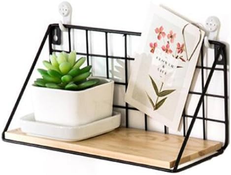 VAK Wooden Iron Storage Holders, Wall Hanging Storage Box, Flower Pots Book Storage Racks, Home Decoration Organizer Storage Shelf Stand for Kitchen Bathroom Bedroom Living Room Decor Supplies